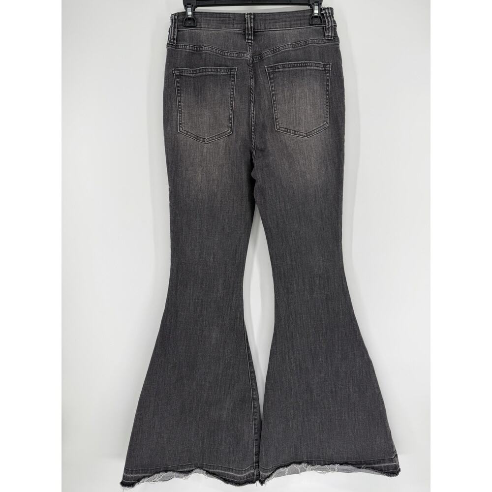 FREE PEOPLE IRREPLACEABLE FLARE Sz 29 Faded Black Button Fly High Waisted Jeans - Picture 6 of 8